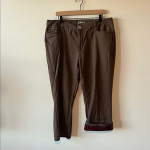 NWOT Women’s Natural Reflections Flannel Lined Brown Casual Pants Chinos 18
